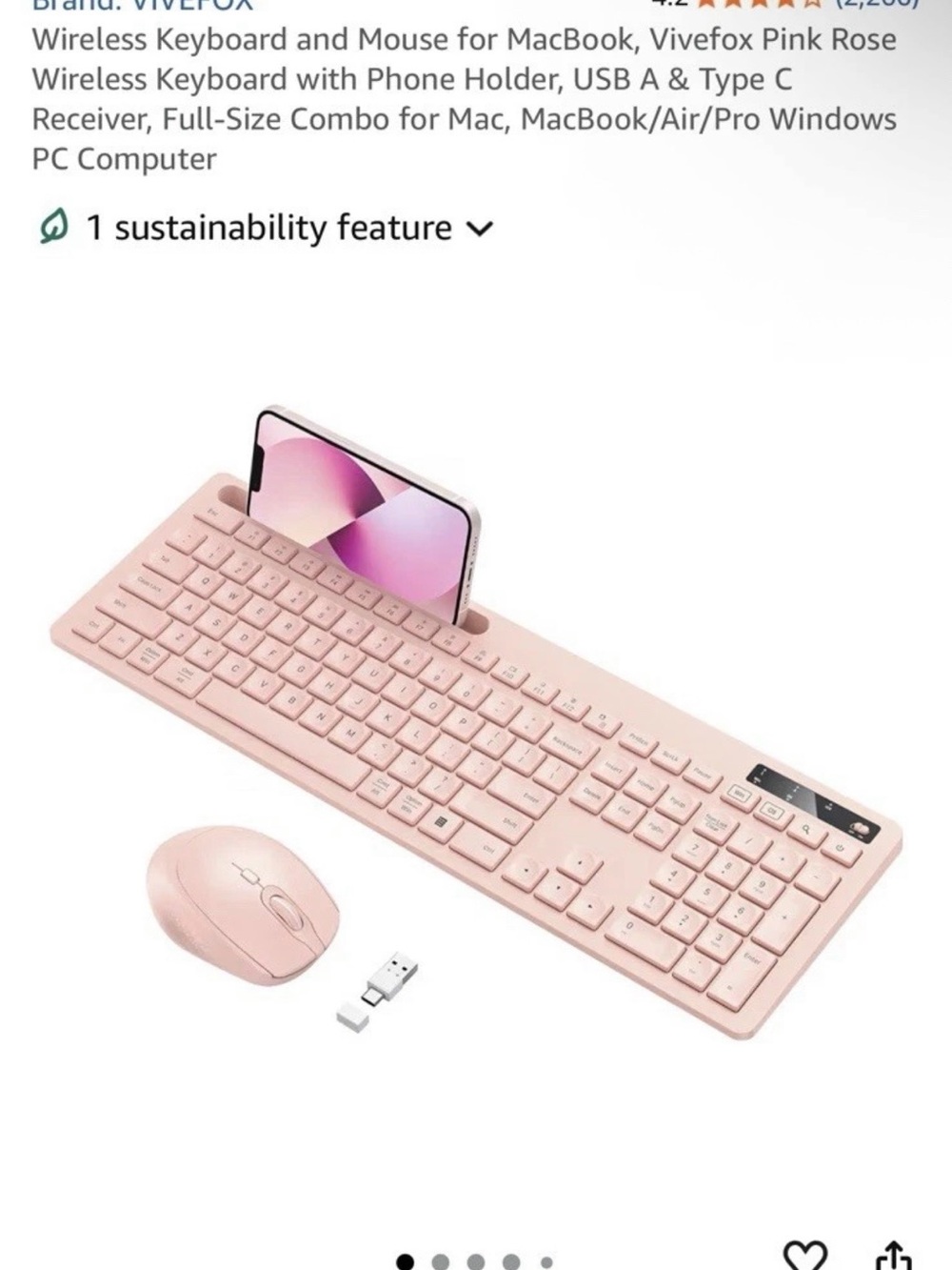 Vivefox Wireless Keyboard and Mouse Combo - Pink